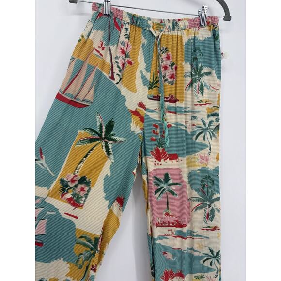 True Destinations Wide Leg Palazzo Pants Resort Wear Beach Tropical Sailboat S - Picture 4 of 9
